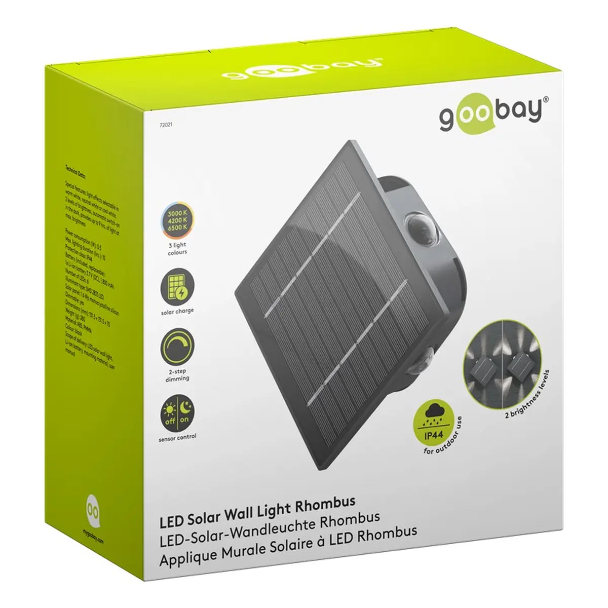 Goobay LED-Solar-Wandleuchte Rhombus, schwarz