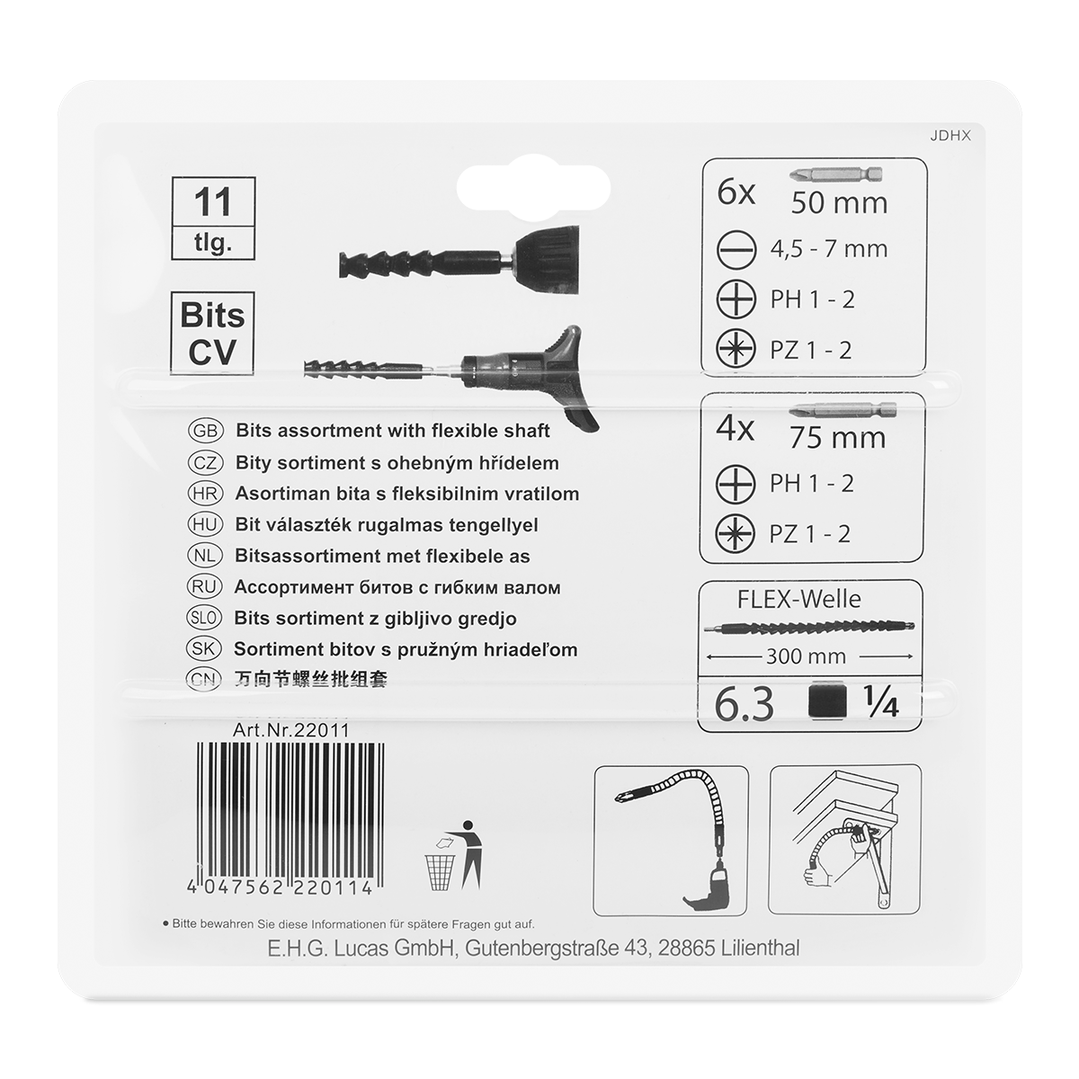 Masterproof Bit-Sortiment mit flexibler Welle