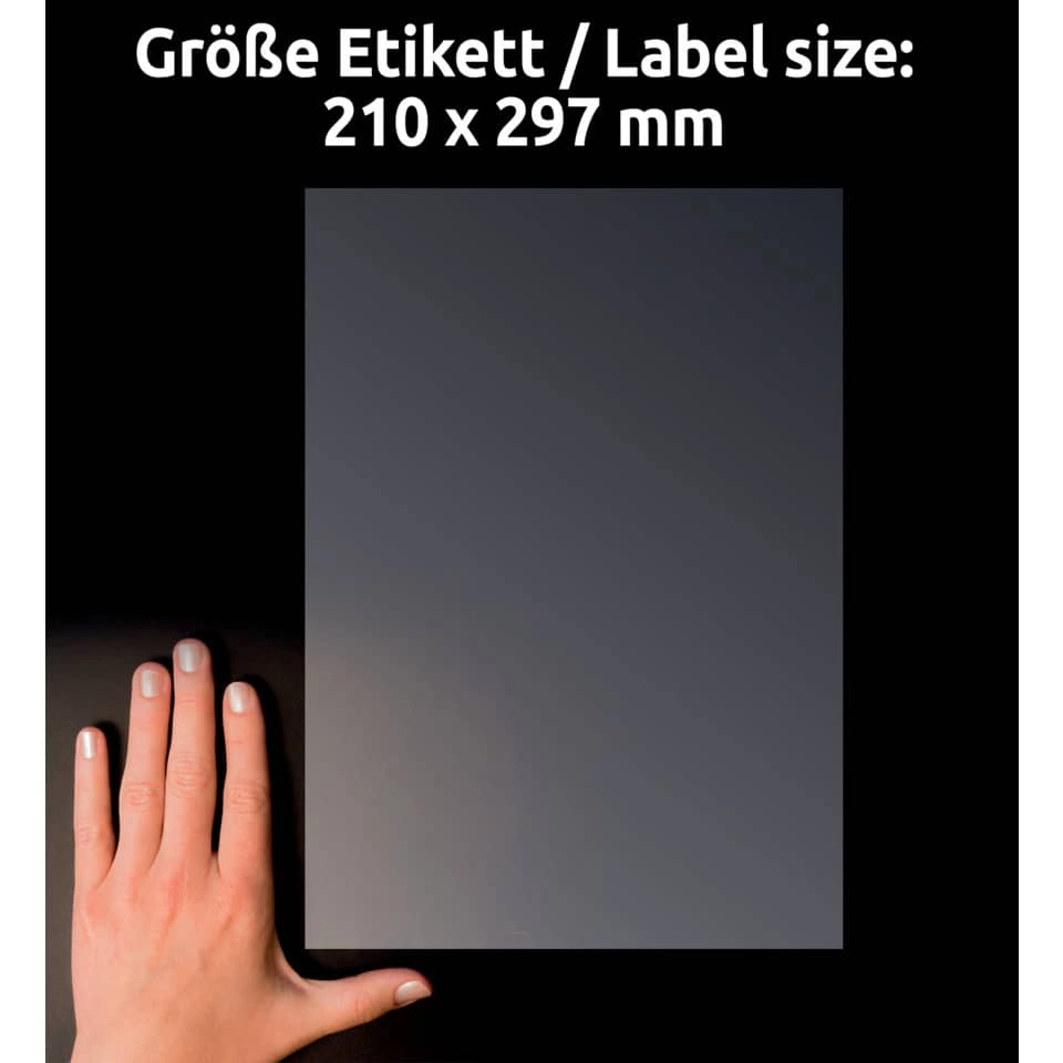 Avery Zweckform L8011-10 Antimikrobielle Etiketten - 210 x 297 mm, permanent, transparent, 10 Stück