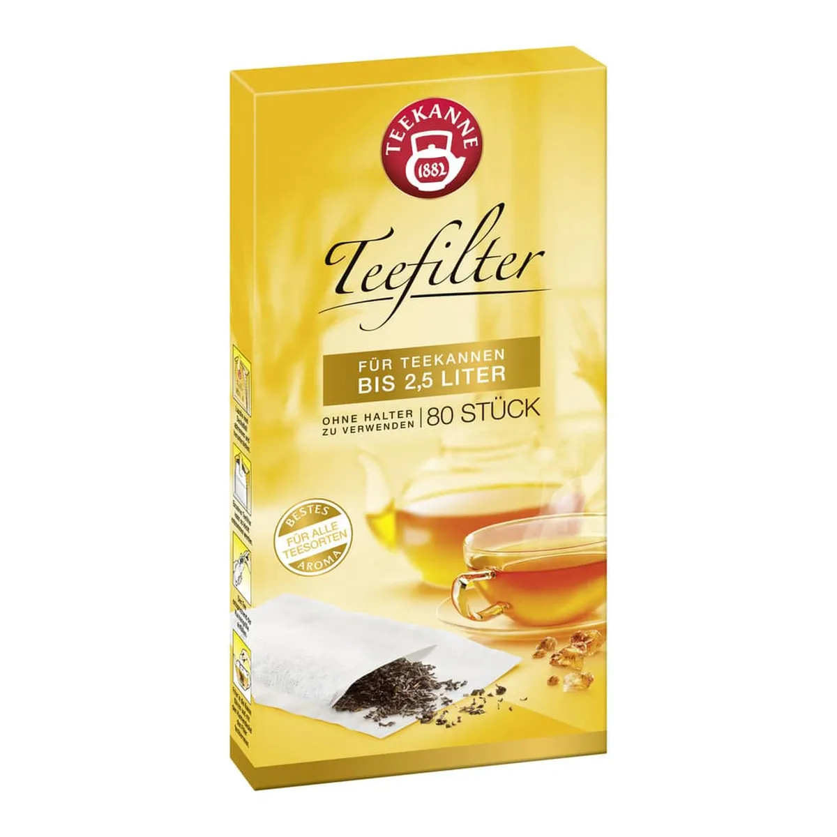 Teekanne Teefilter - 80 Stück, halterlos, bis 2,5 L Volumen