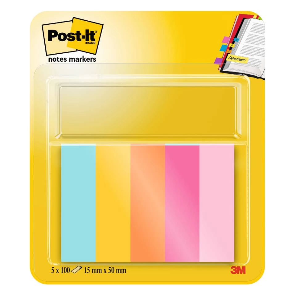 POST-IT Page Marker - 15 x 50 mm, sortiert, 5 x 50 Streifen