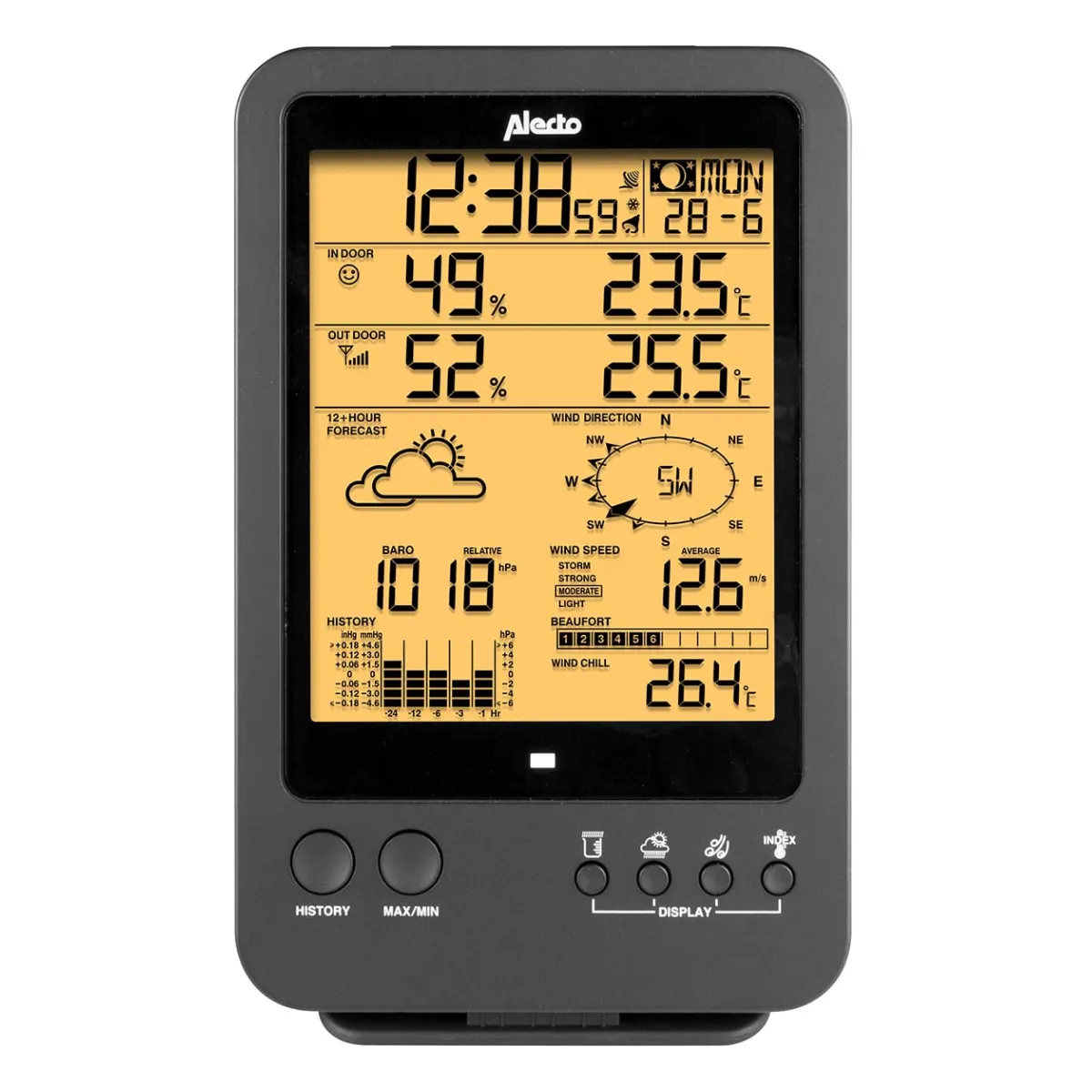 Alecto WS-4700 Professionelle Wetterstation mit Funksensor schwarz