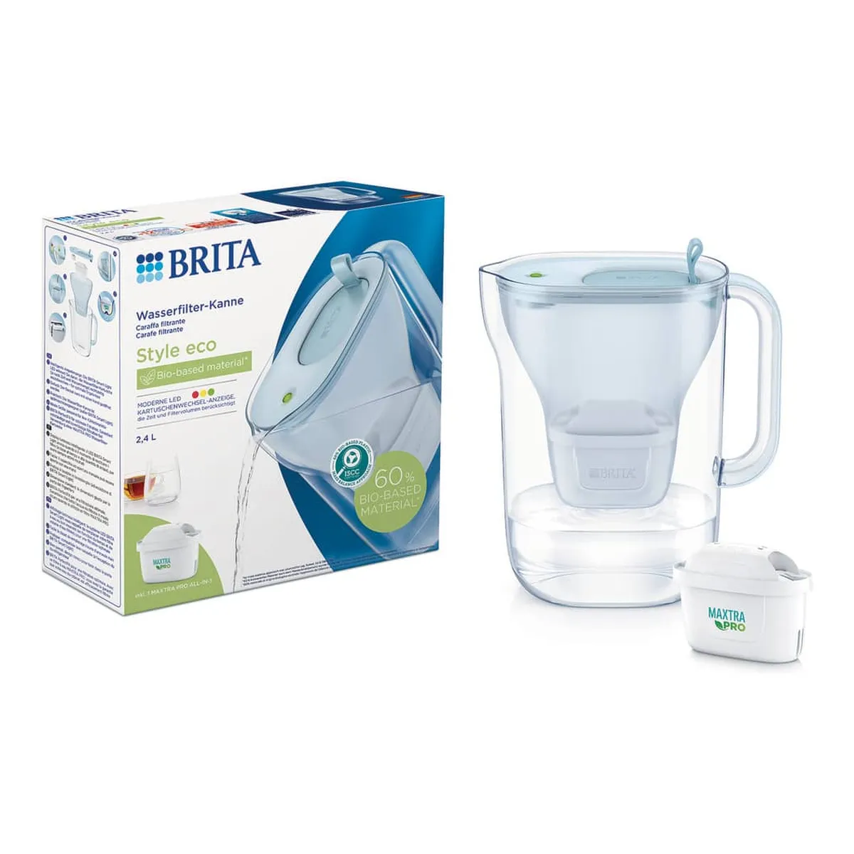 BRITA® Wasserfilter-Kanne Style eco - gletscherblau, inkl. MX PRO