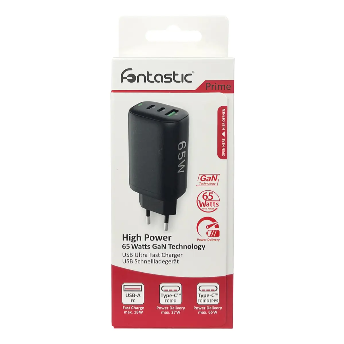 Fontastic Netzteil GaNto Type-C PD + USB-A FC3 GaN 65W