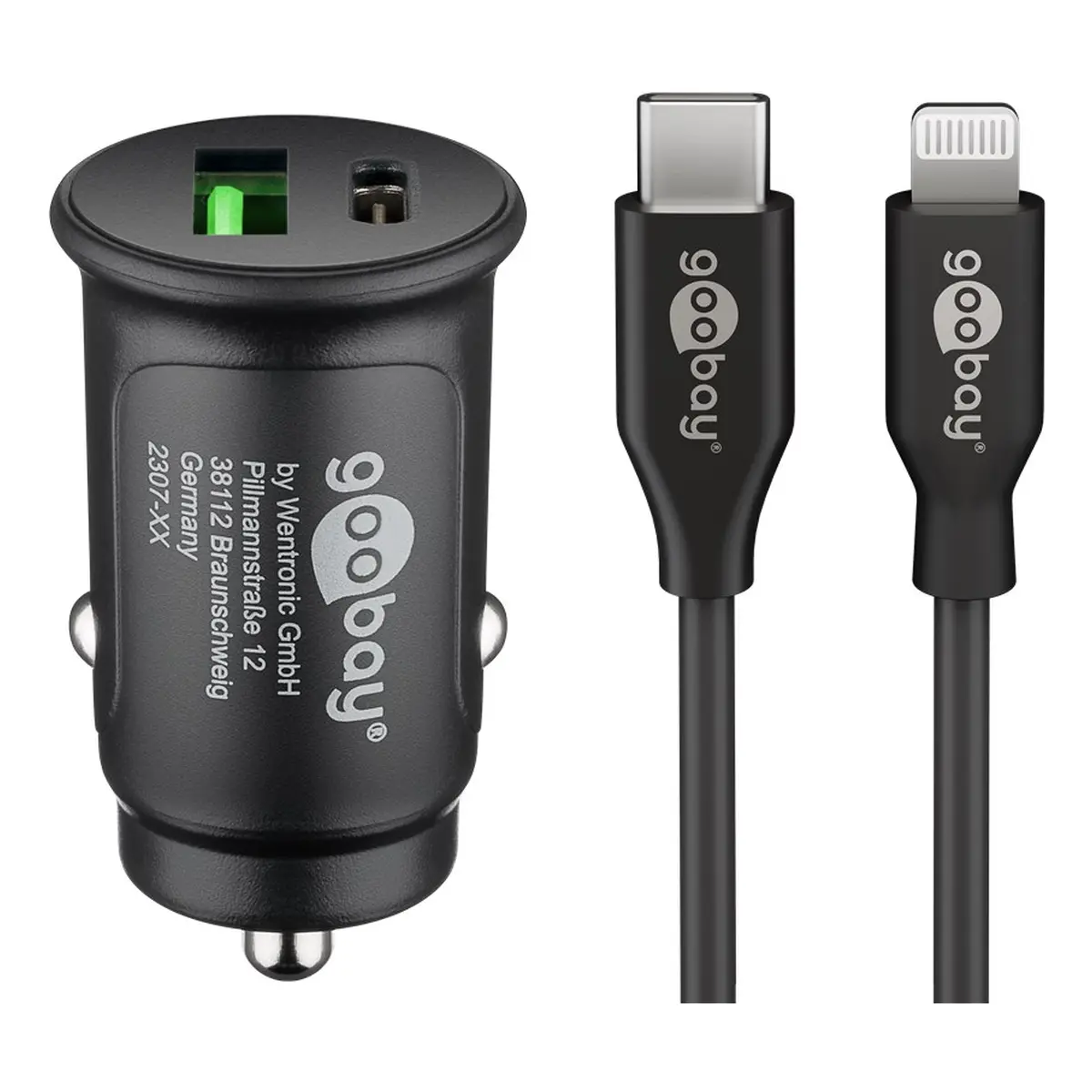 Goobay Dual-USB Auto-Schnellladeset Lightning (27 W)