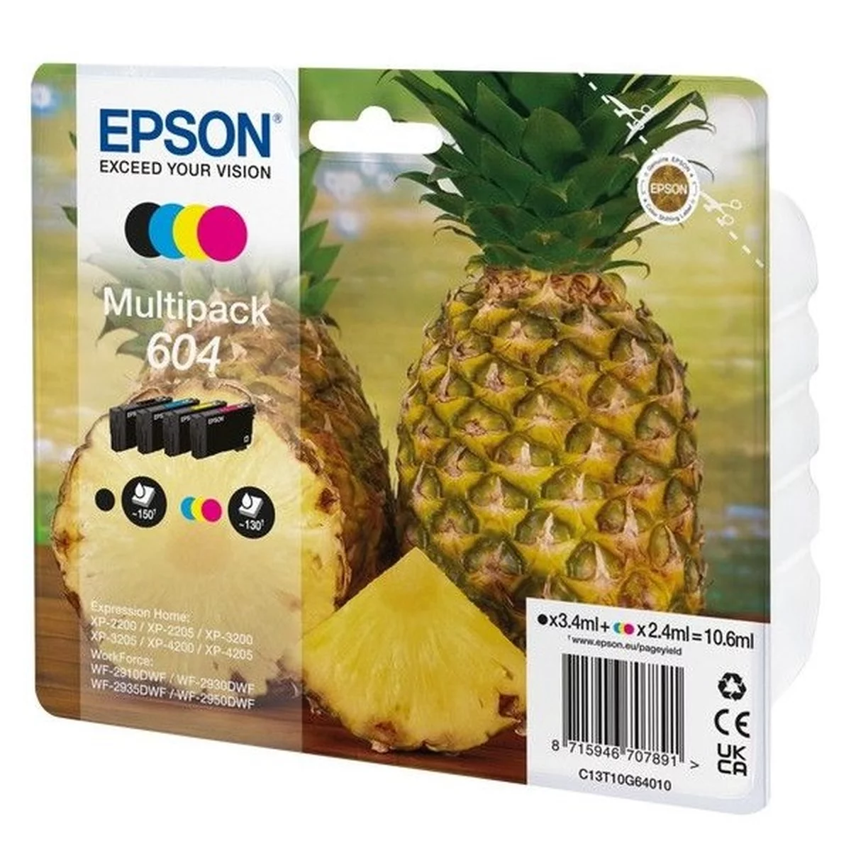 Druckerpatronen MultiPack Epson 604 schwarz cyan magenta gelb 10,6 ml (C13T10G64010)