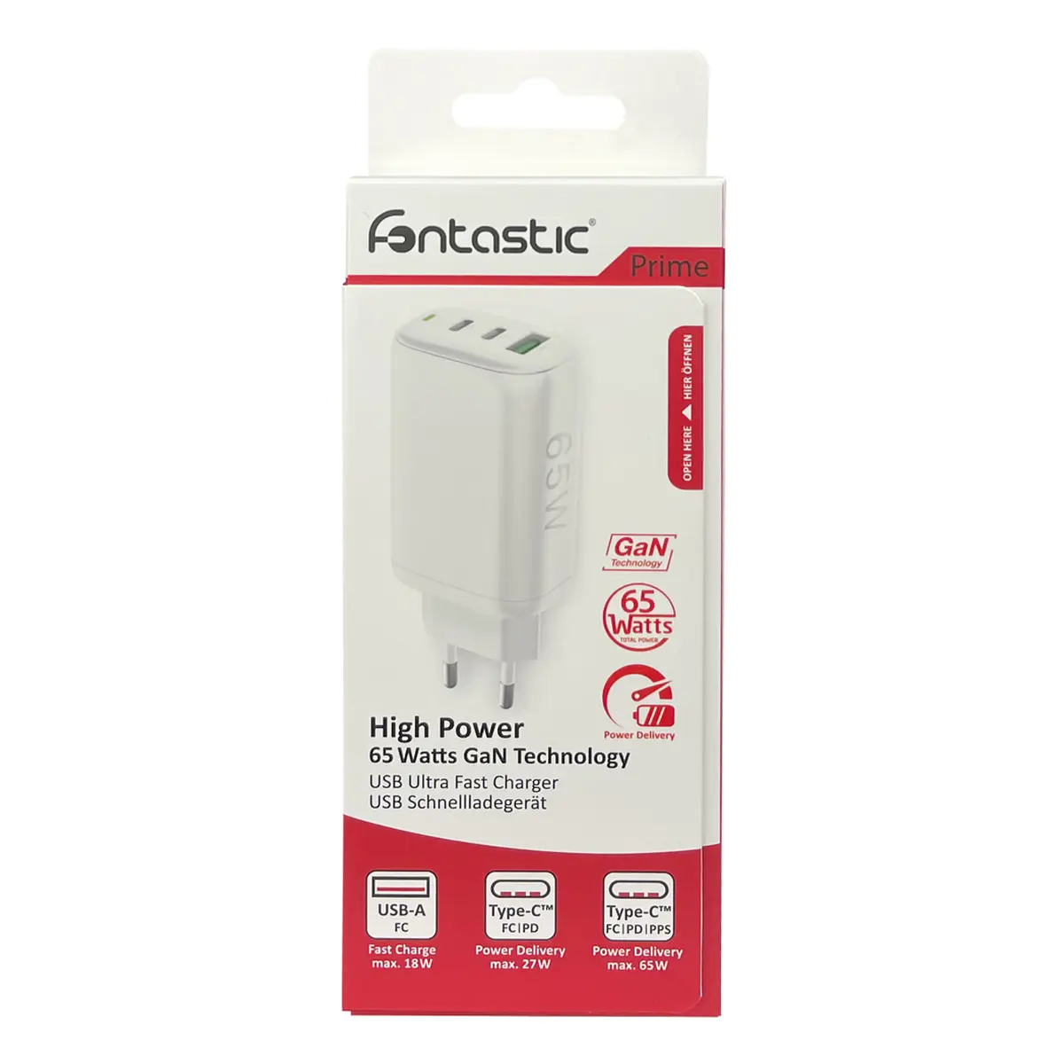 Fontastic Netzteil GaNto Type-C PD + USB-A FC3 GaN 65W