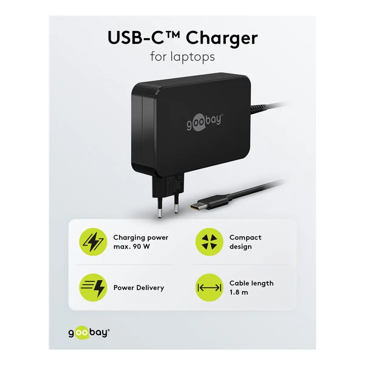 Goobay USB-C™-Ladegerät für Laptops (90 W) schwarz