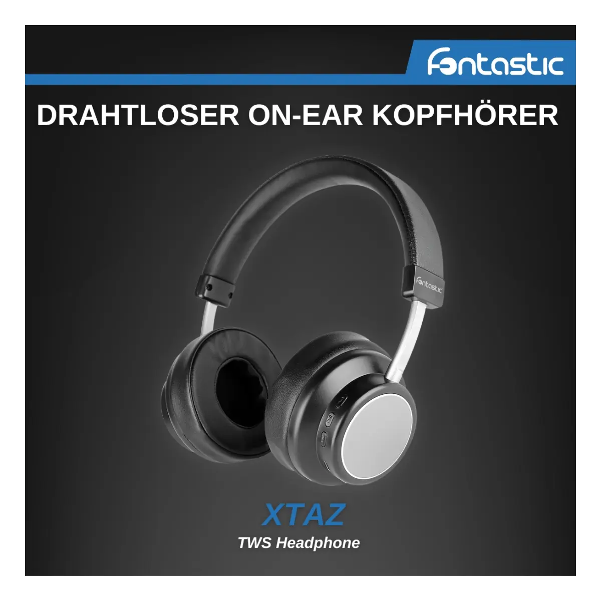 Fontastic Drahtloser On-Ear Kopfhörer Xtaz Schwarz/Grau