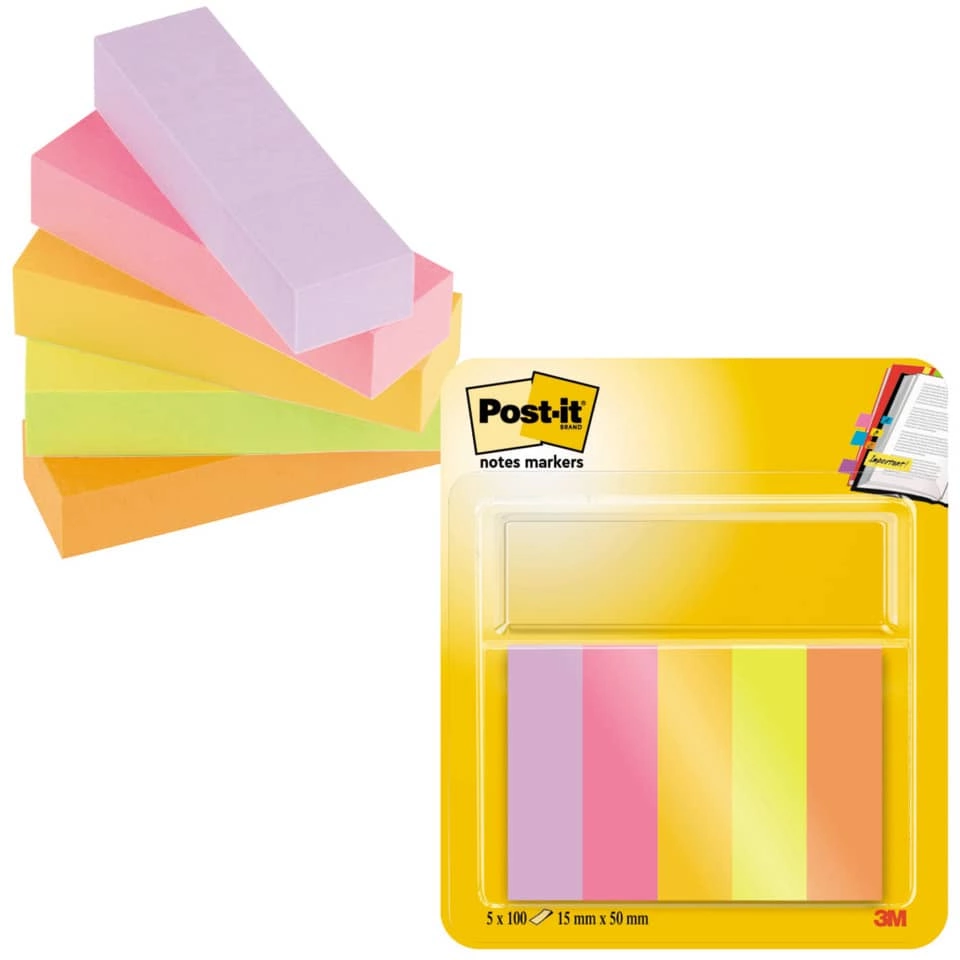 POST-IT Page Marker - 15 x 50 mm, sortiert, 5 x 50 Streifen