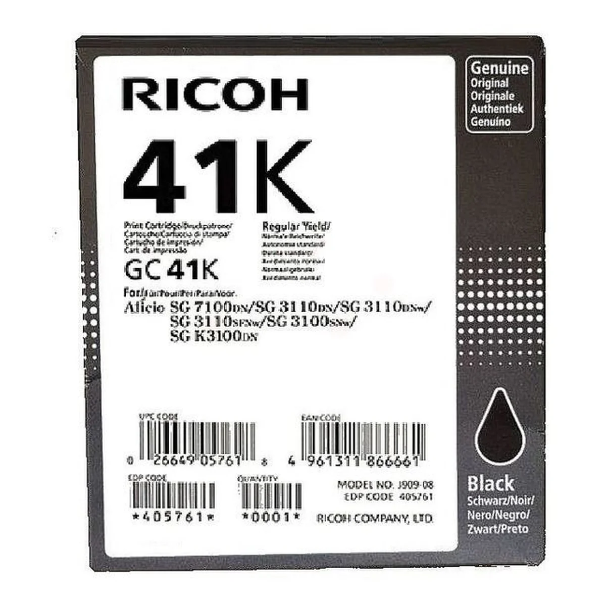 Ricoh Druckerpatrone 'GC-41K' schwarz 2.500 Seiten