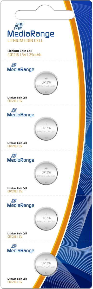 MediaRange Knopfzelle 'CR1216', 3V, 5 Stück