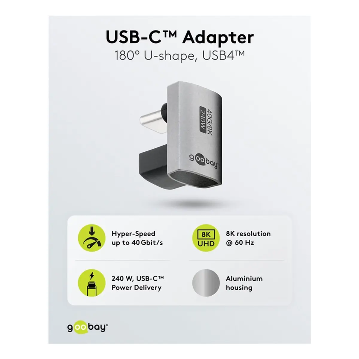 Goobay USB-C™-Adapter 180° U-Form, USB4™