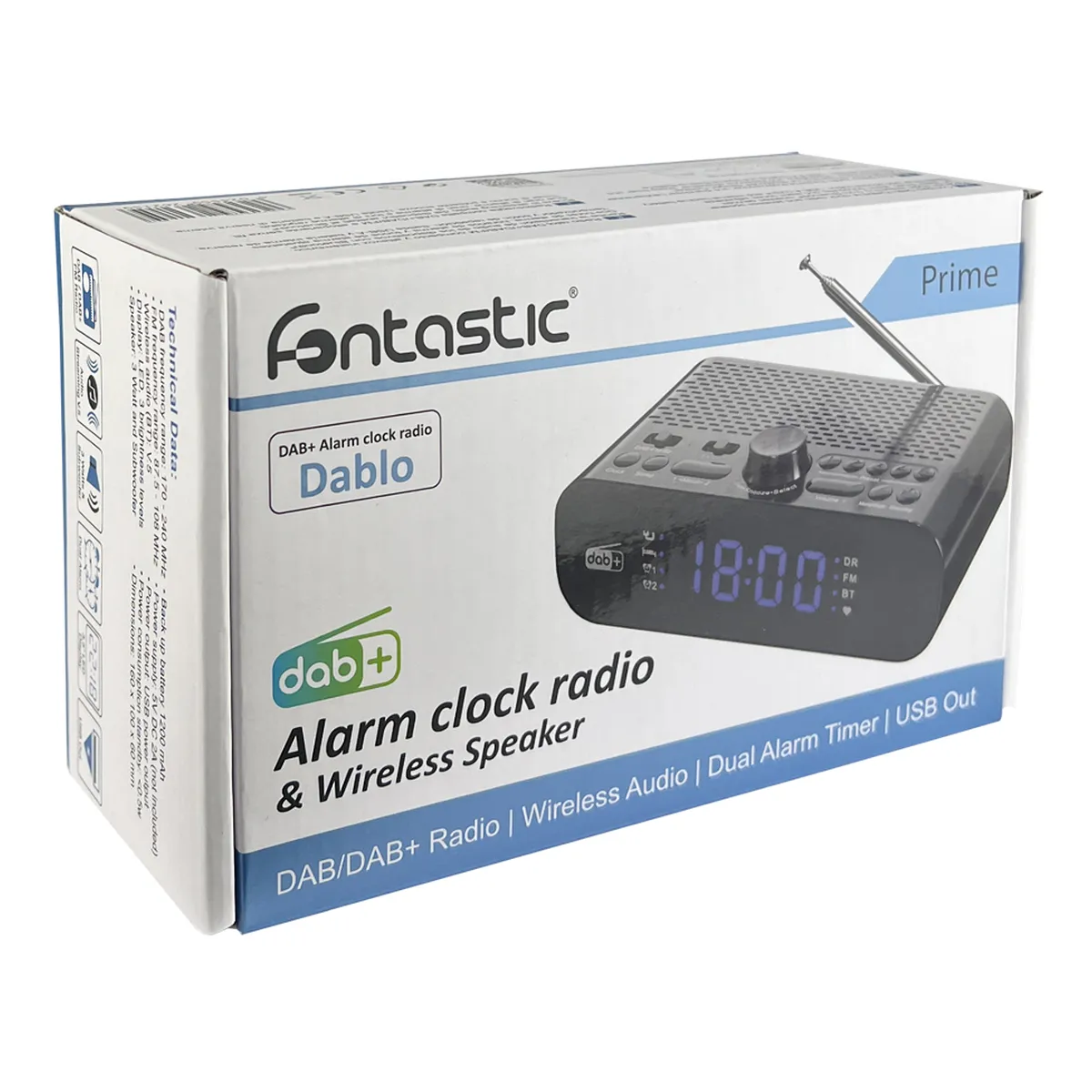 Fontastic DAB+/FM Radiowecker und Drahtloser Lautsprecher sw