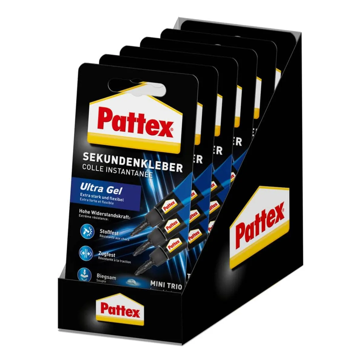 Pattex Sekundenkleber Ultra Gel - 3x1g, extra stark, flexibel