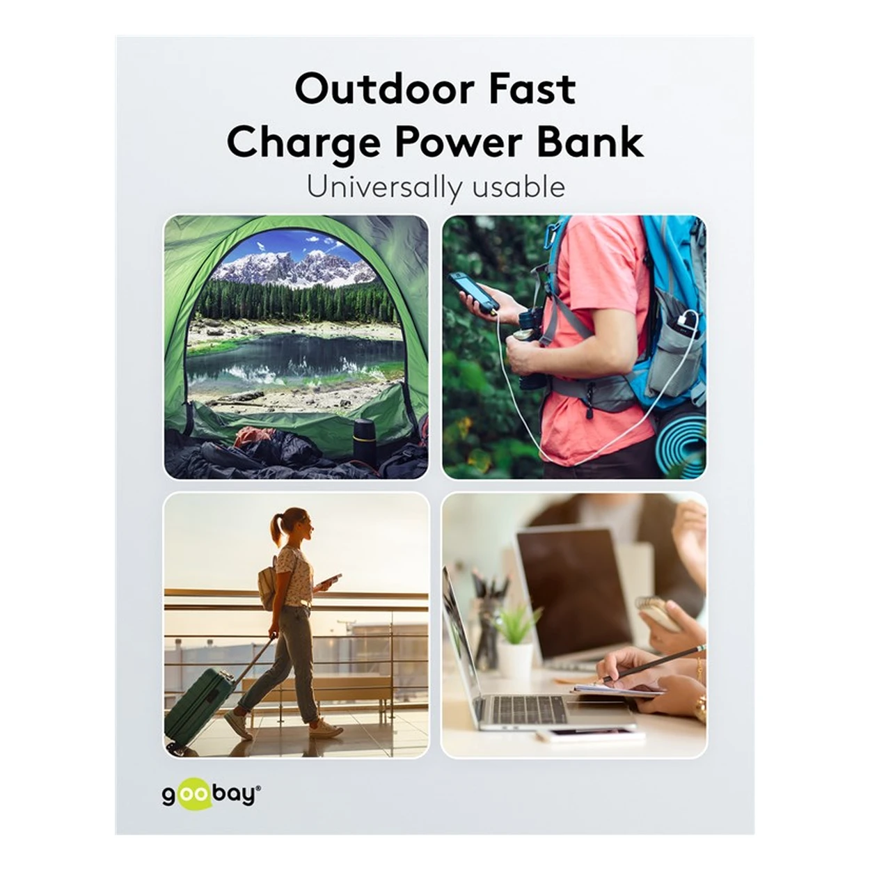 Goobay Outdoor Schnelllade-Powerbank mit Solar 20.000 mAh (USB-C™ PD, QC 3.0)