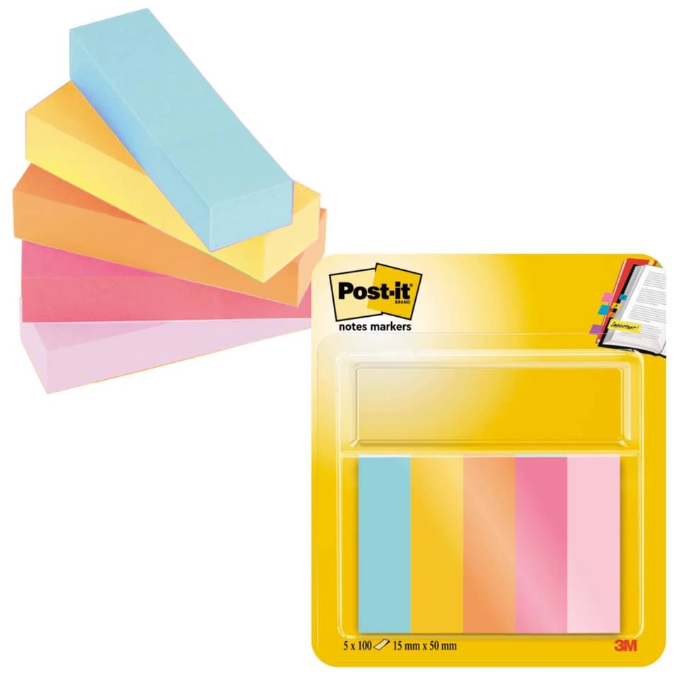 POST-IT Page Marker - 15 x 50 mm, sortiert, 5 x 50 Streifen