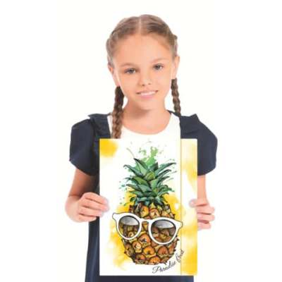 RNK Verlag Zeichenmappe “Ananas“- A4, Karton, mit Gummizugverschluss