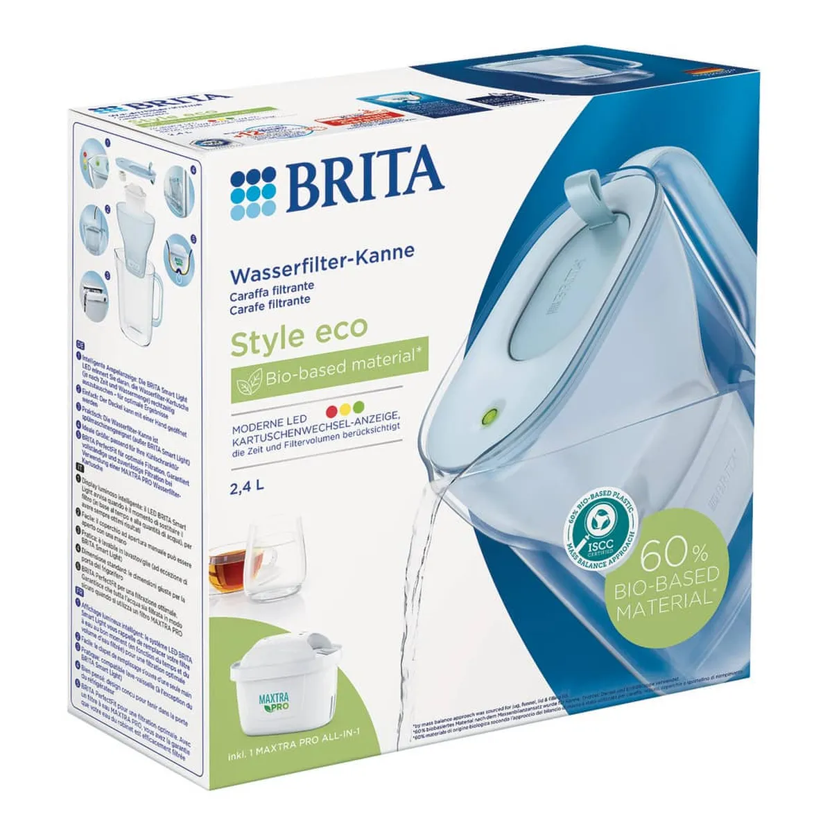 BRITA® Wasserfilter-Kanne Style eco - gletscherblau, inkl. MX PRO