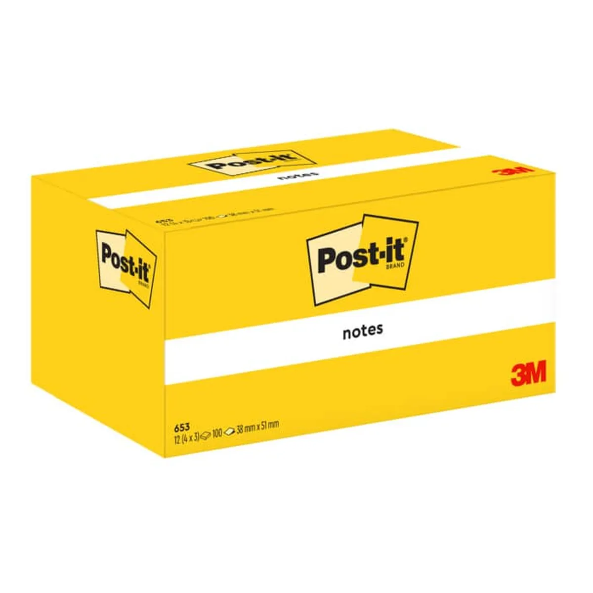 Post-it® Haftnotizblock - 38 x 51 mm, gelb, 12x 100 Blatt Karton