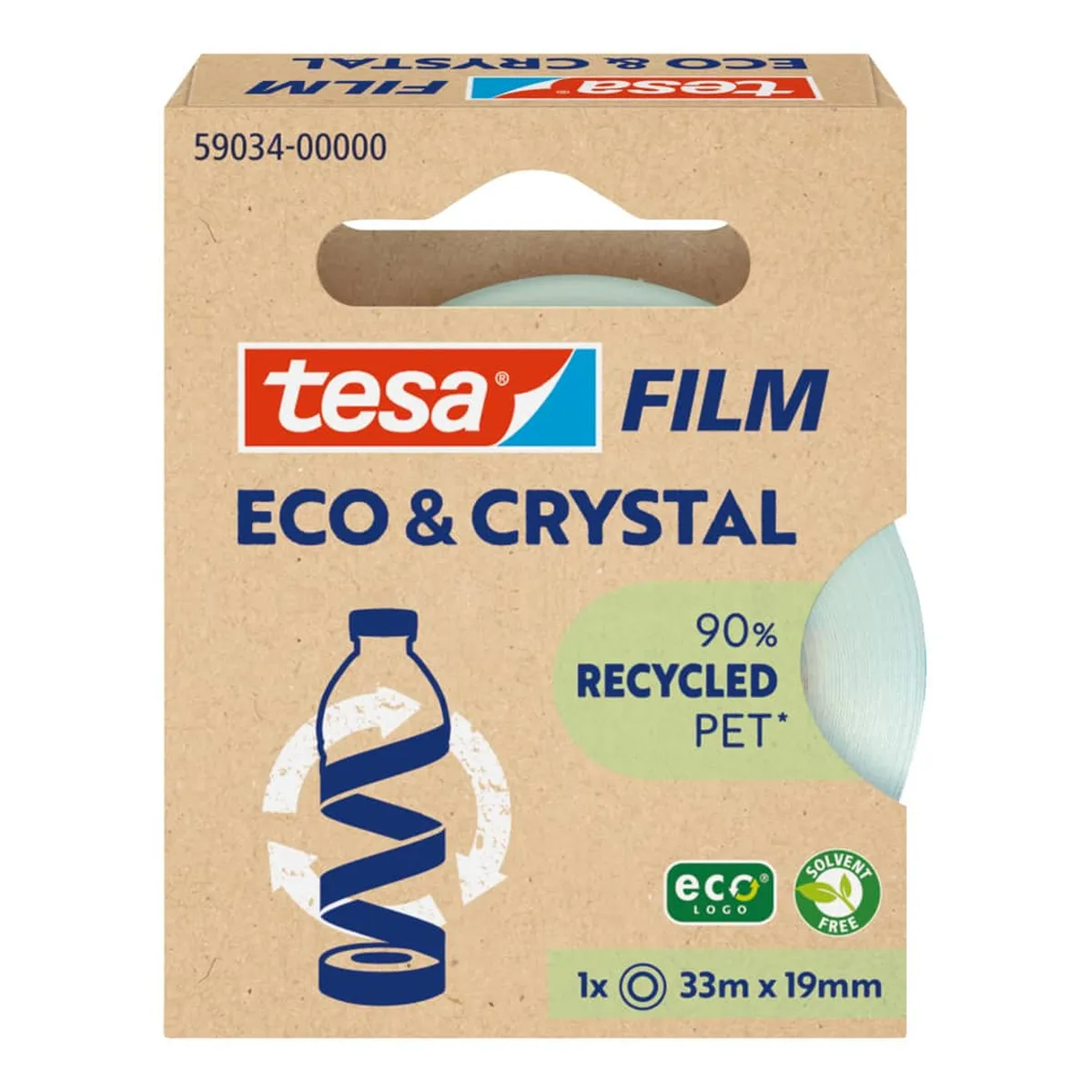 tesa® Klebefilm PET Eco & Crystal - 19mm x 33m, kristallklar