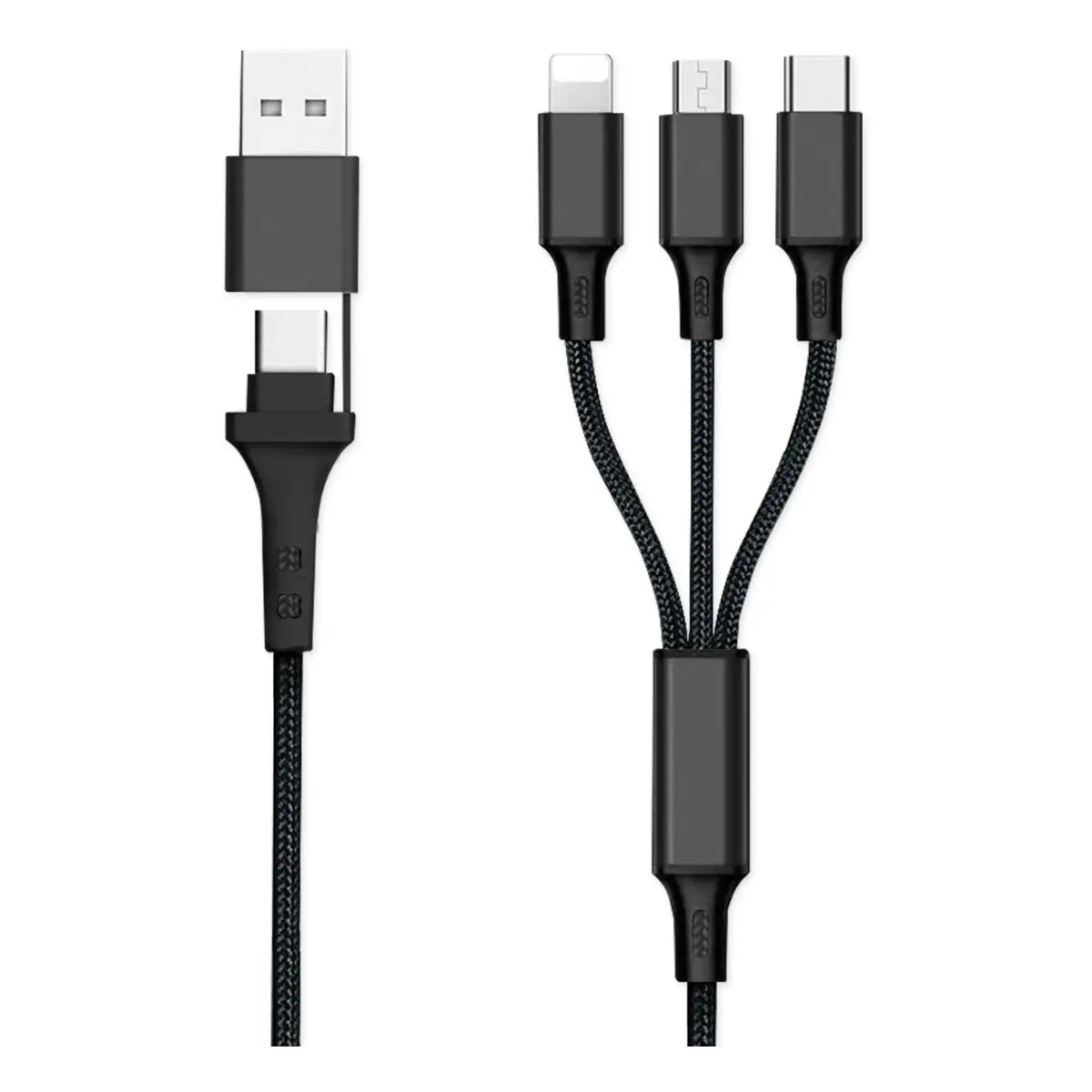 Fontastic 6in1 Ladekabel USB-A/Type-C/8-Pin/Micro USB 1.2m schwarz