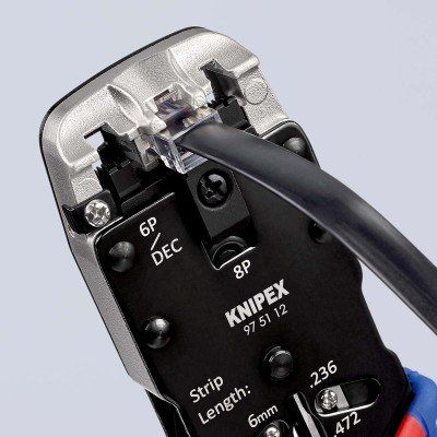 Knipex Crimp-Hebelzange für Westernstecker Westernstecker RJ10 (4-pin) 7.65 mm, RJ11/12 (6-pin) 9.65 mm, RJ45 (8-pin) 11.68 mm