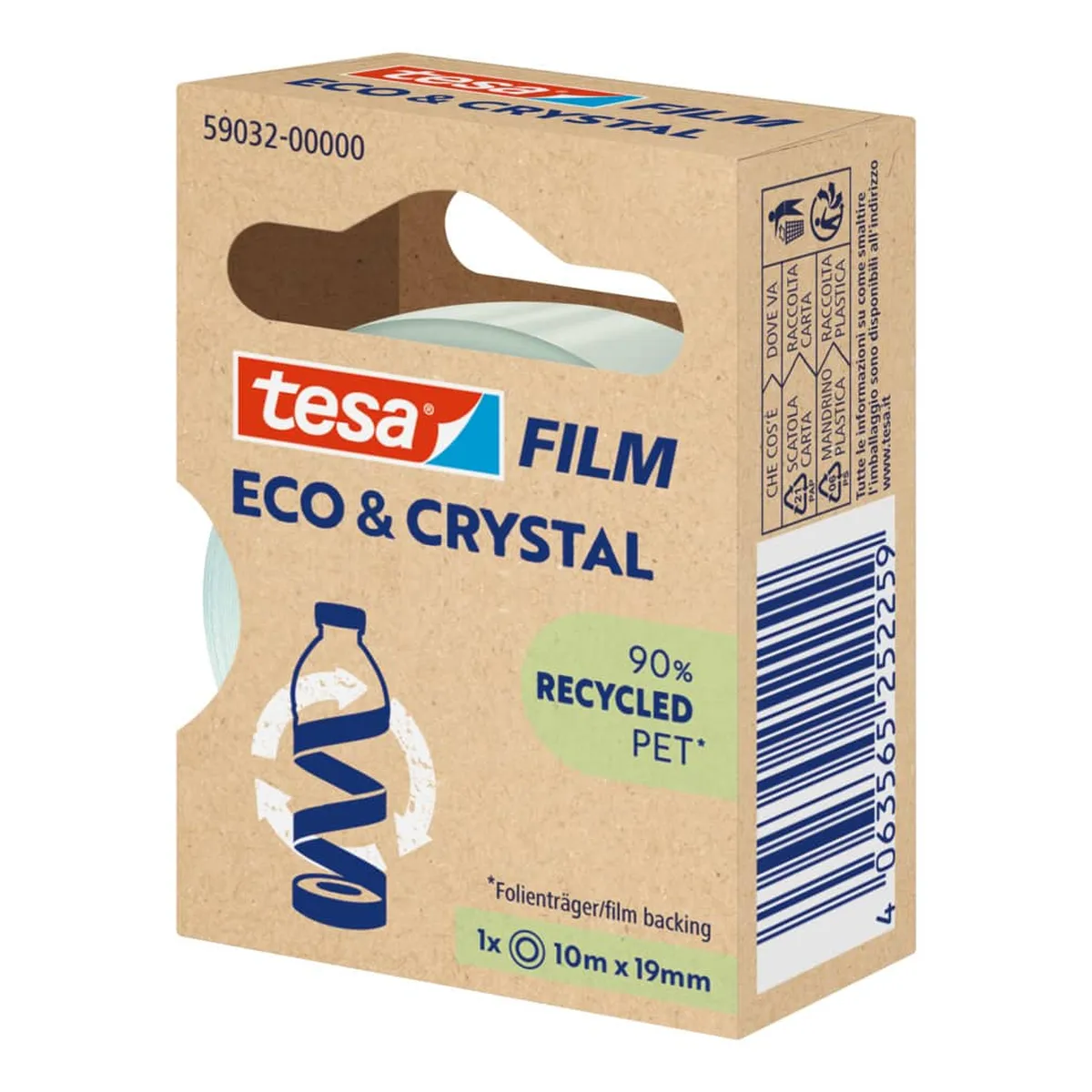 tesa® Klebefilm PET Eco & Crystal - 19mm x 10m, kristallklar