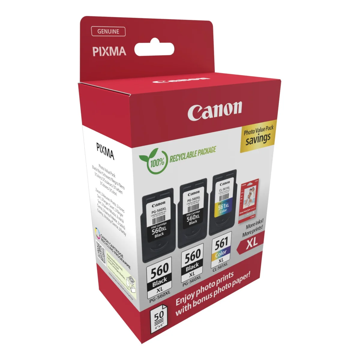 Canon Druckerpatrone 'PG-560XL+CL-561XL' Multipack 2x schwarz +1x farbig PVP  