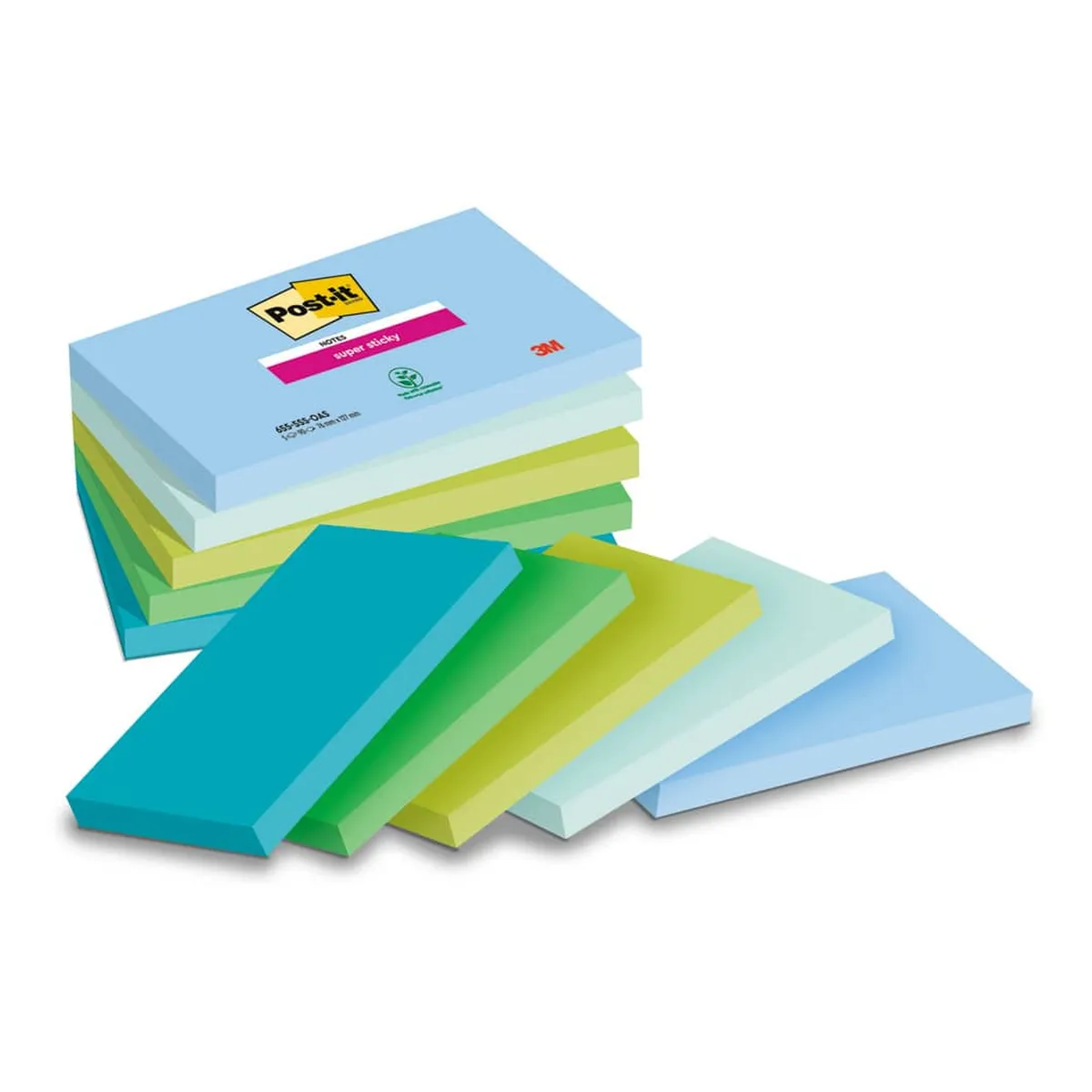 Post-it® SuperSticky Haftnotizblock Super Sticky Notes Oasis Collection - 127 x 76 mm, sortiert 5x 90 Blatt