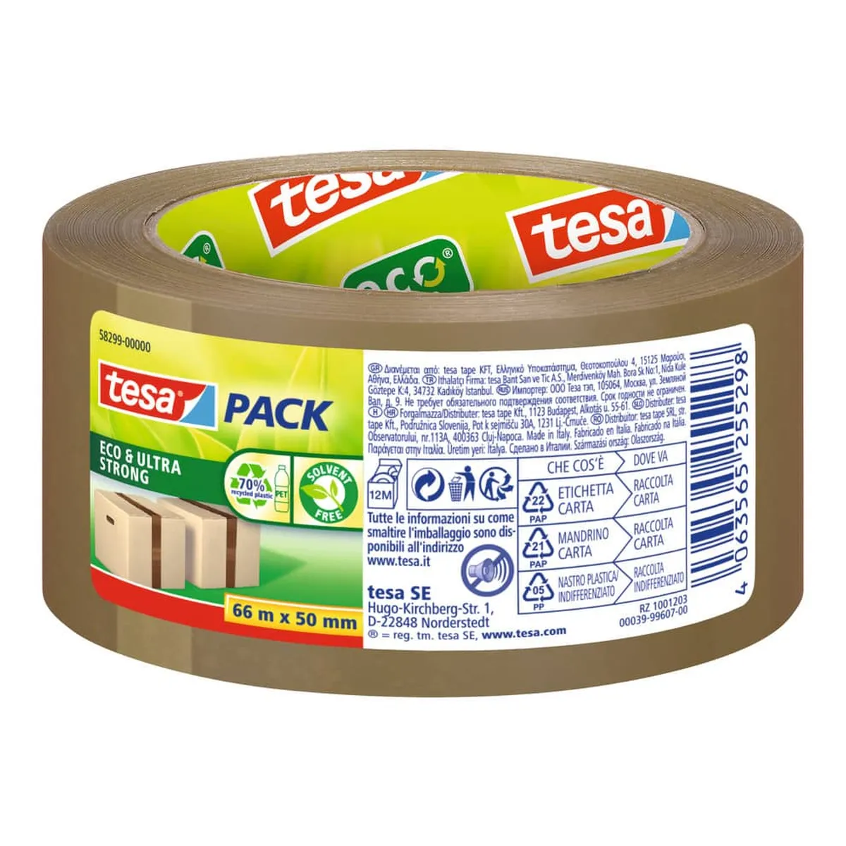 tesa® Verpackungsklebeband PET ECO ultra strong - 50mm x 66m, braun