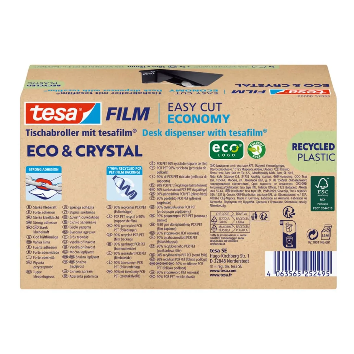 tesa® Tischabroller Easy Cut® Economy - für Rollen bis 33m : 19mm, schwarz, 100% Recycling-Plastik