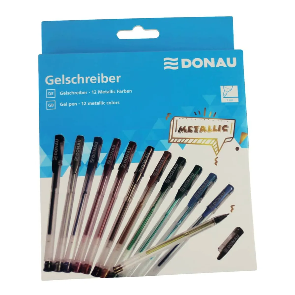 DONAU Gelschreiber - 12 Farben Metallic, Etui