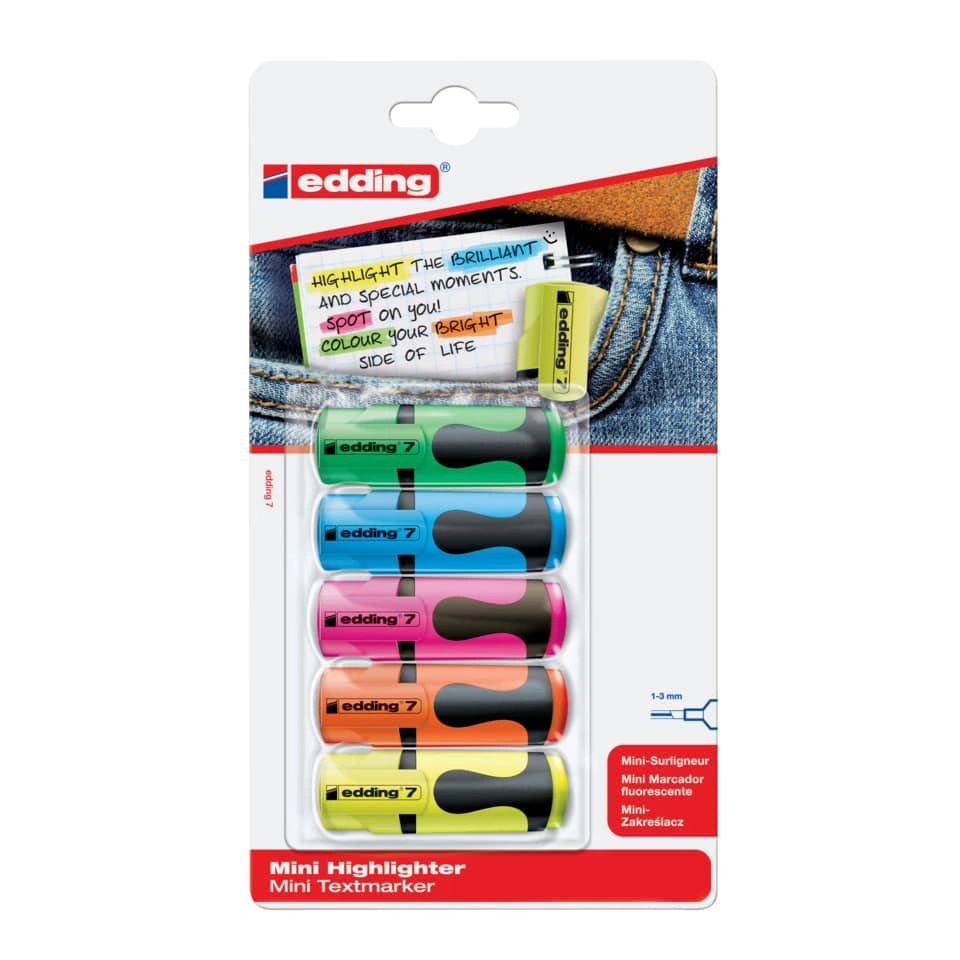 Edding Textmarker mini highlighter - 1-3 mm, sortierte Blisterkarte