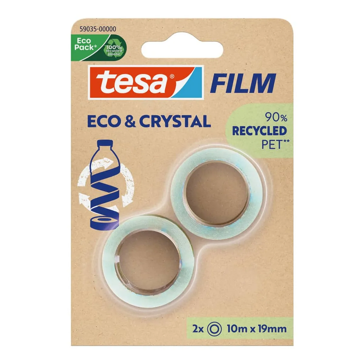 tesa® Klebefilm PET Eco & Crystal - 19mm x 10m, klar, 2 Rollen