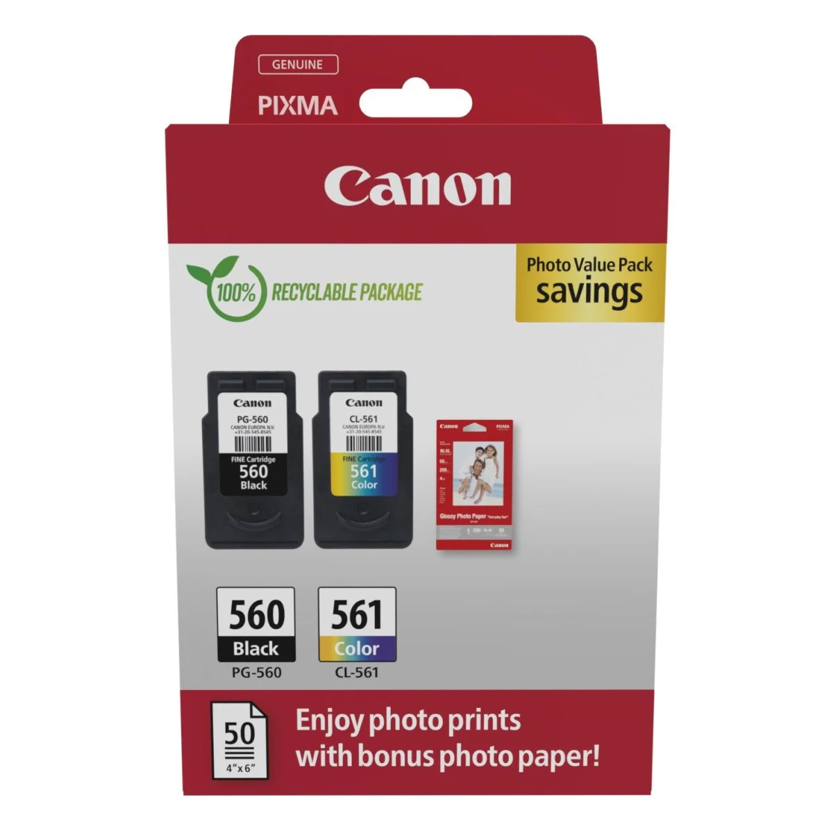 Canon Druckerpatrone 'PG-560+CL-561' Multipack schwarz + farbig PVP  