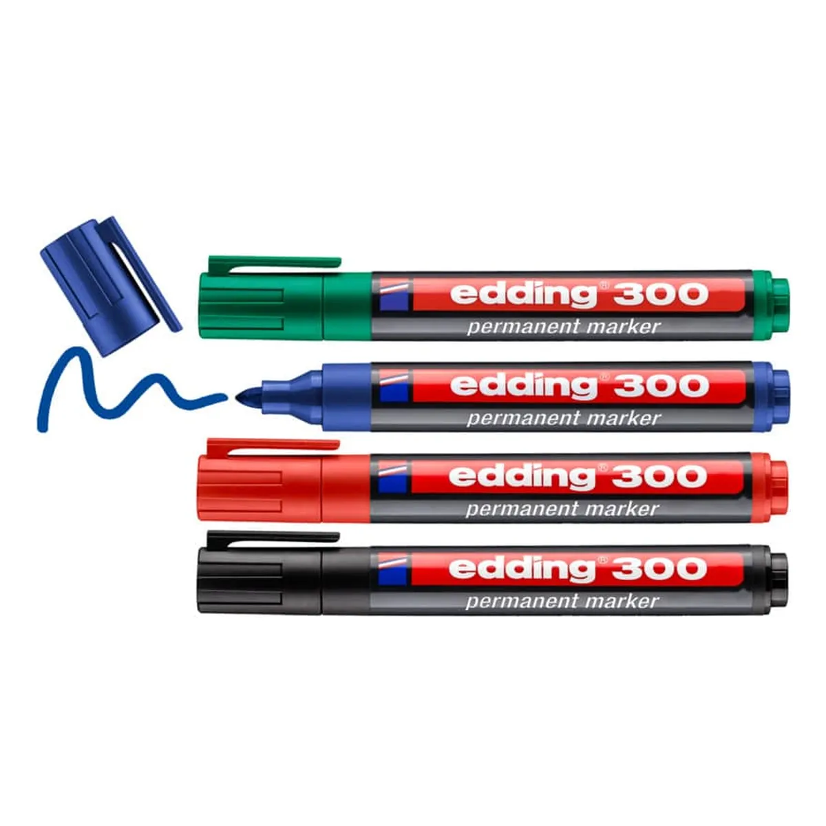 Edding 300 Permanentmarker - nachfüllbar, 1,5 - 3 mm, 4er-Set sortiert