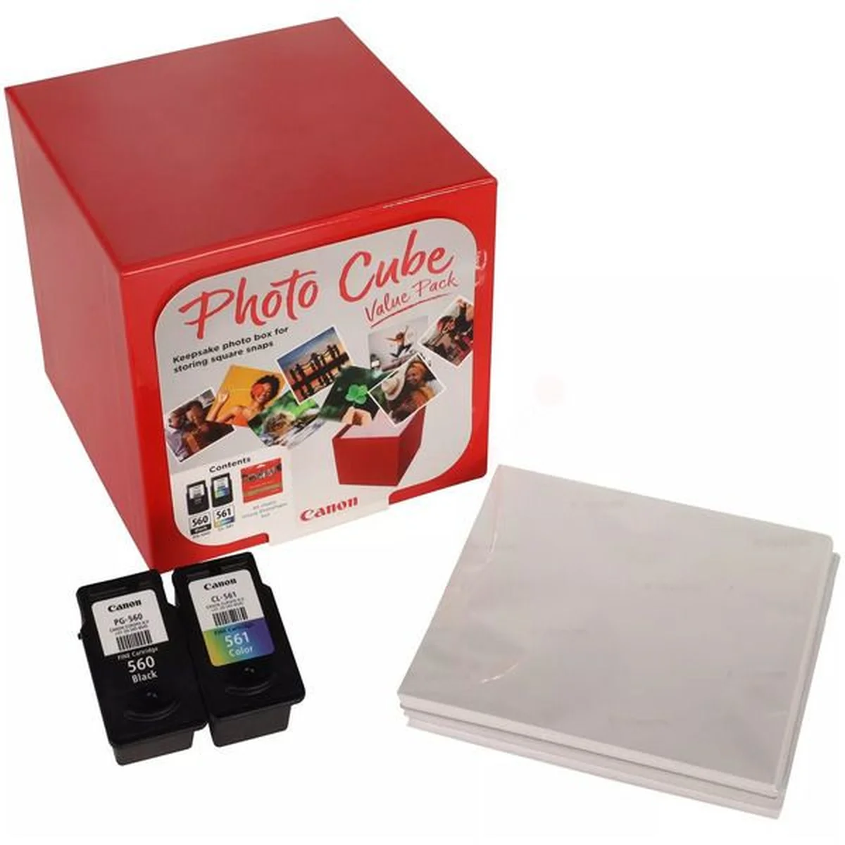 Canon Druckerpatrone 'PG-560+CL-561' Multipack schwarz / farbig Cube + Fotopapier PP-201 13x13cm 40 Blatt  